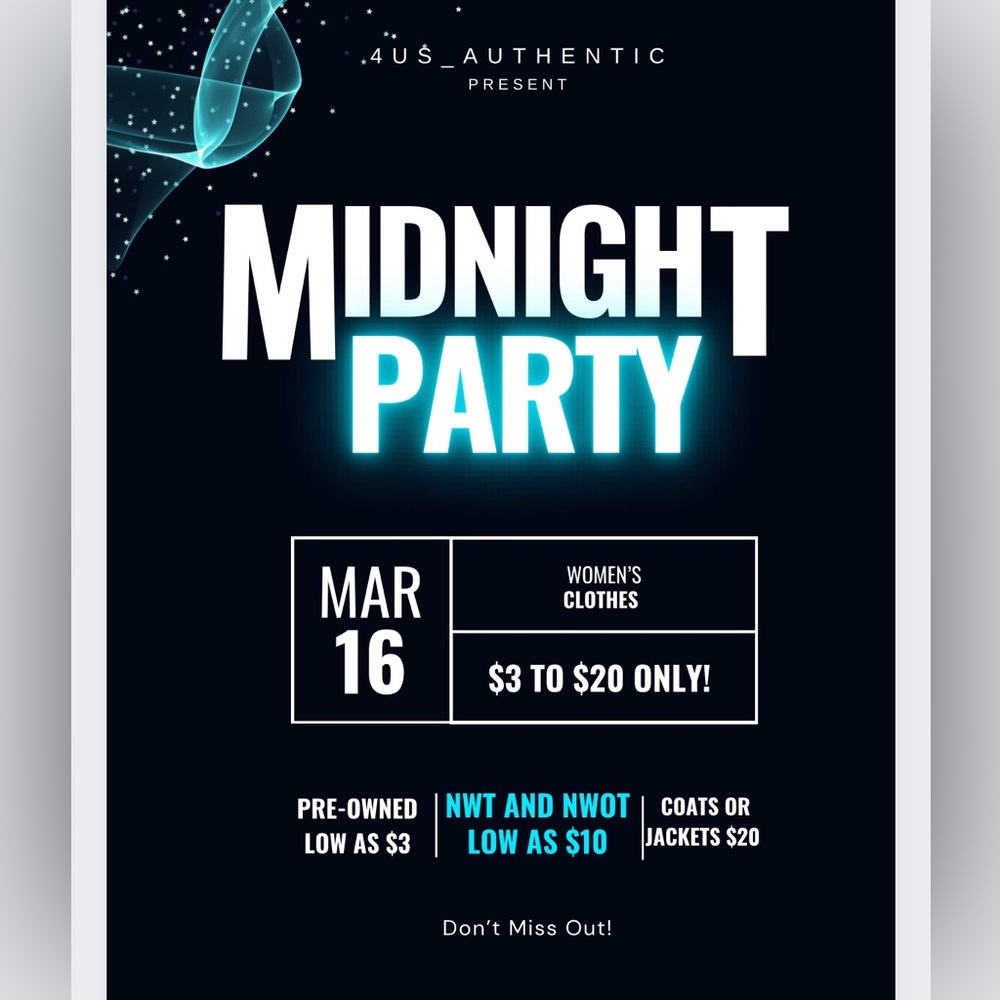 Midnight tonight 3/16 Women’s Clothing ALL STYLES and SIZES